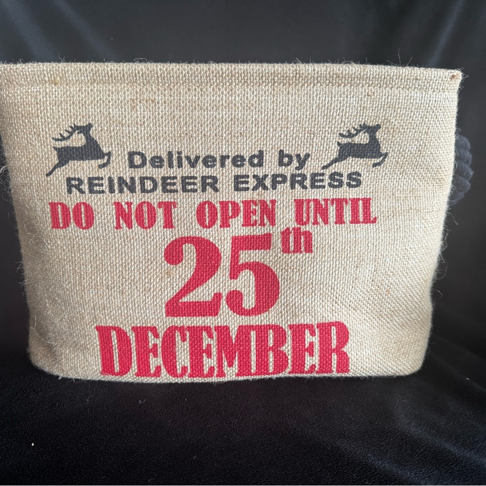 Reindeer Express Holiday Decor Basket - plaid interior